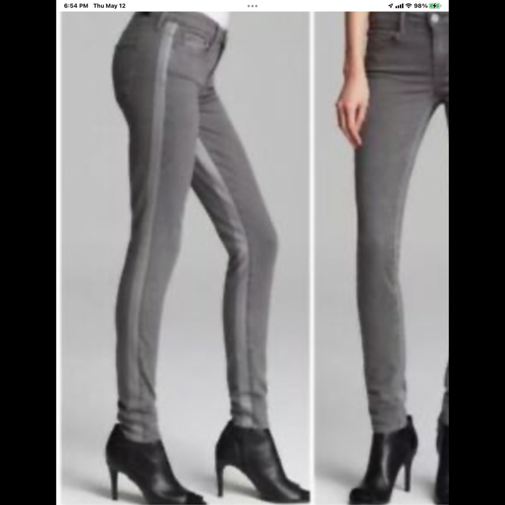 VINCE GRAY JEAN WITH  PLASTIC COATING STRIPS INSIDE SEAM & ' OUTSIDE